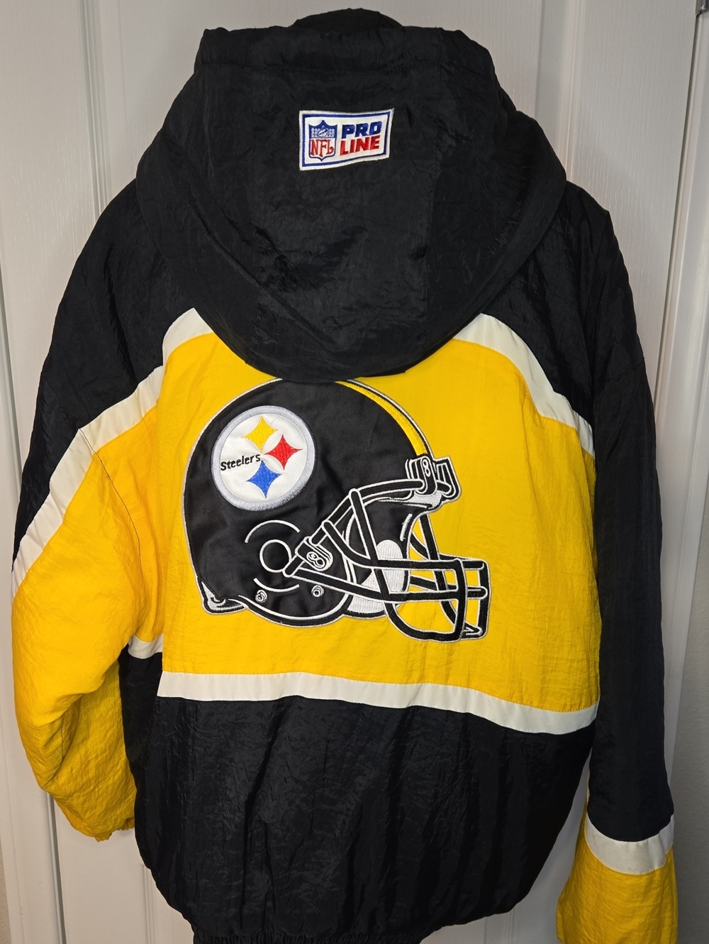 VINTAGE LOGO ATHLETIC PRO LINE PITTSBURGH STEELERS FULL ZIPP  WINTER JACKET XL